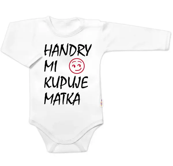 Baby Nellys Body dlouhý rukáv Handry mi kupuje matka,  bílé vel.  80