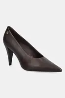 Kožené lodičky Tommy Hilfiger TH SMOOTH LEATHER PUMP hnědá barva, FW0FW08960
