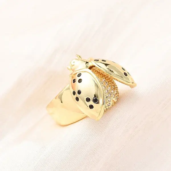 Adjustable Brass Micro Pave Cubic Zirconia Cuff Open Rings