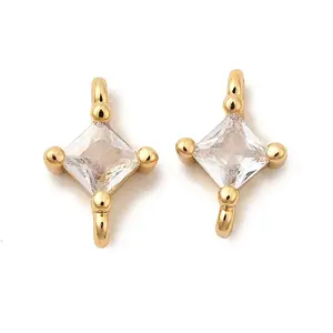 Brass Pave Clear Cubic Zirconia Connector Charms
