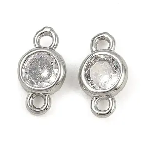 Brass Pave Clear Cubic Zirconia Connector Charms