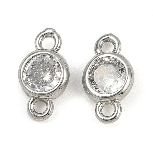 Brass Pave Clear Cubic Zirconia Connector Charms