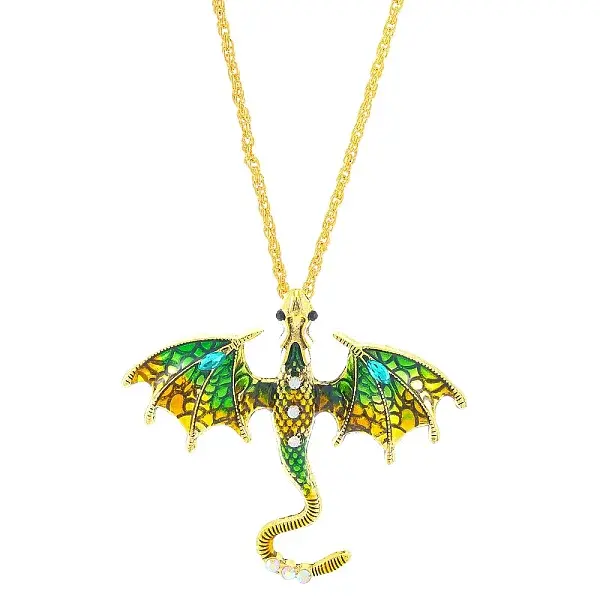Alloy Enamel Dragon Pendant Necklaces