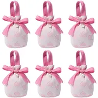 Heart Print Cloth Jewelry Drawstring Gift Bags