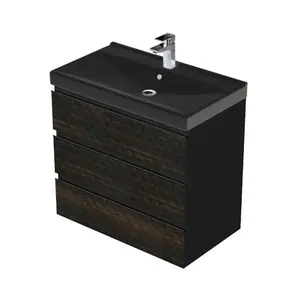 Kúpeľňová skrinka s umývadlom SAT Cube Way 80x76,5x46 cm dub wellington mat CUBE3D46803ZHVERB