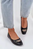 PS1 Baleríny Na Ploché Podešvi S Ozdobou Černé Ainoria