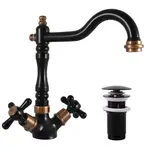 RAV SLEZÁK Morava umývadlová batéria s clic-clacom čierna / stará mosadz mk121.0/8cmatsm MK121.08CMATSM