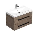 Kúpeľňová skrinka s čiernou úchytkou a umývadlom SAT Cube Way 80x53x46 cm dub Wellington mat CUBE46C802DWVER