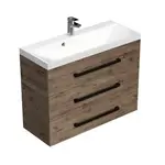 Kúpeľňová skrinka s čiernou úchytkou a umývadlom SAT Cube Way 100x76,5x40 cm dub Wellington mat CUBE2C1003DW