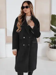 Dámsky dlhý čierny oversize kabát