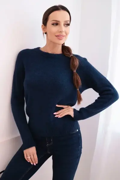 Kesi Włoski Dámský svetr z baby alpaky s dlouhým rukávem granátový