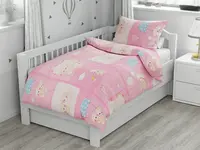 Bavlněné povlečení do postýlky DVOJICE MEDVÍDKŮ růžové