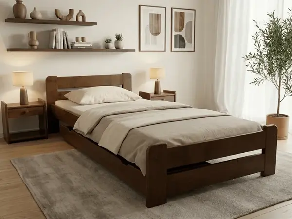 Postel Laura 90 x 200 cm, dub Rošt: S lamelovým roštem, Matrace: Matrace Deluxe 10 cm