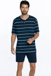 Pánské pyžamo krátké AMADEO S Tmavě modrá