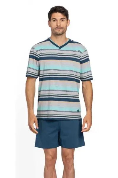 Pánské pyžamo krátké SALVADOR 4XL Tmavě modrá