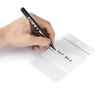 Uzavíratelný ZIP sáček 80x120mm, popisovatelný, 50% recyklovaný, materiál LDPE, tloušťka 100µm | RAJA