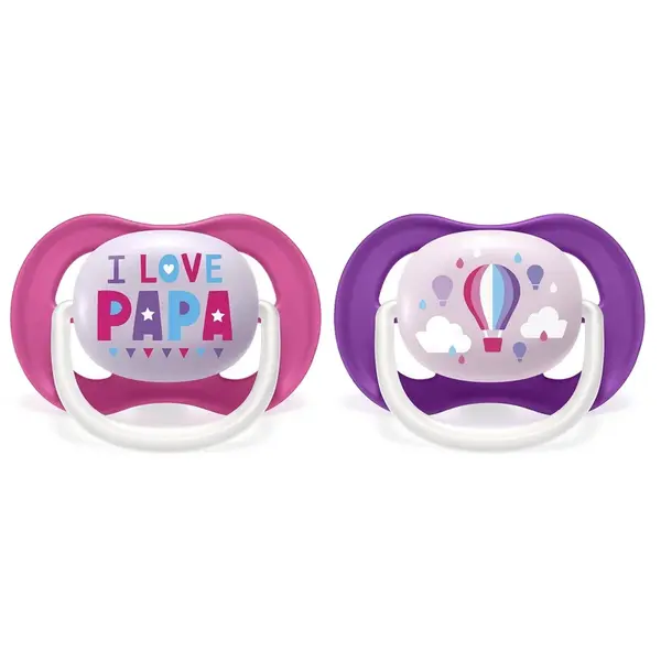 Philips Avent Šidítko Ultra air text 6-18 m dívka 2 ks