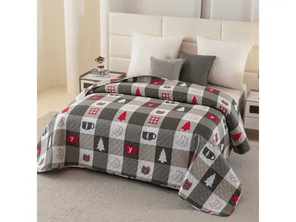 Prehoz na posteľ CHRISTMAS SOCKS zelený Rozmer: 220 x 240 cm