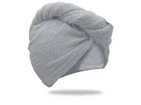 Rychleschnoucí froté turban na vlasy světle šedý, 100% bavlna