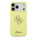 Zadní kryt Guess Liquid Silicone 4G Metal Logo pro Apple iPhone 17 Pro Max, žlutá