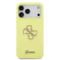 Zadní kryt Guess Liquid Silicone 4G Metal Logo pro Apple iPhone 17 Pro Max, žlutá