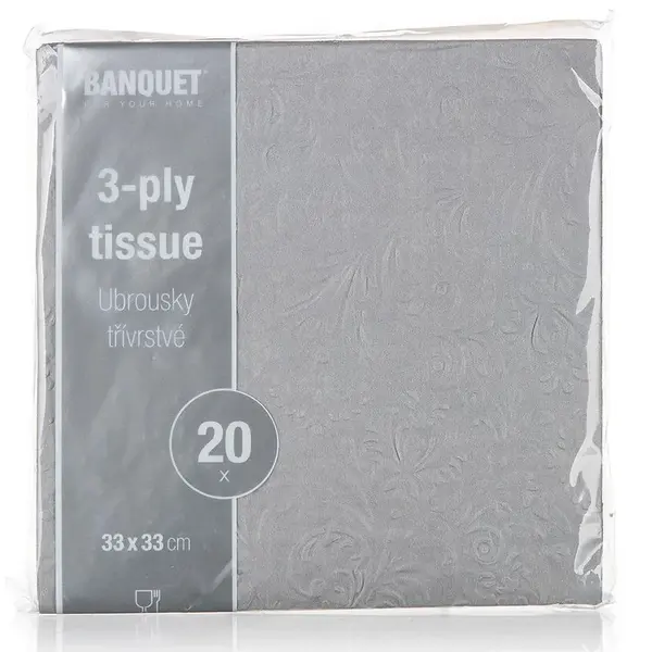 Ubrousky papírové 33x33 cm 20sks šedé 29251583