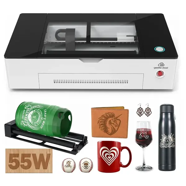 Gweike Cloud Pro 55W CO₂ Laser Engraver with Rotary Roller