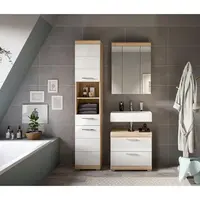 MID.YOU KOUPELNA Sonoma dub, vysoce lesklá bílá