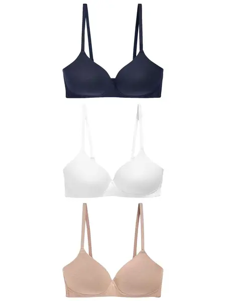 Next Podprsenka  béžová / námornícka modrá / biela