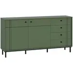 Carryhome ŠIROKÁ KOMODA, zelená, 160,2/81,8/37 cm