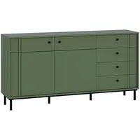 Carryhome ŠIROKÁ KOMODA, zelená, 160,2/81,8/37 cm
