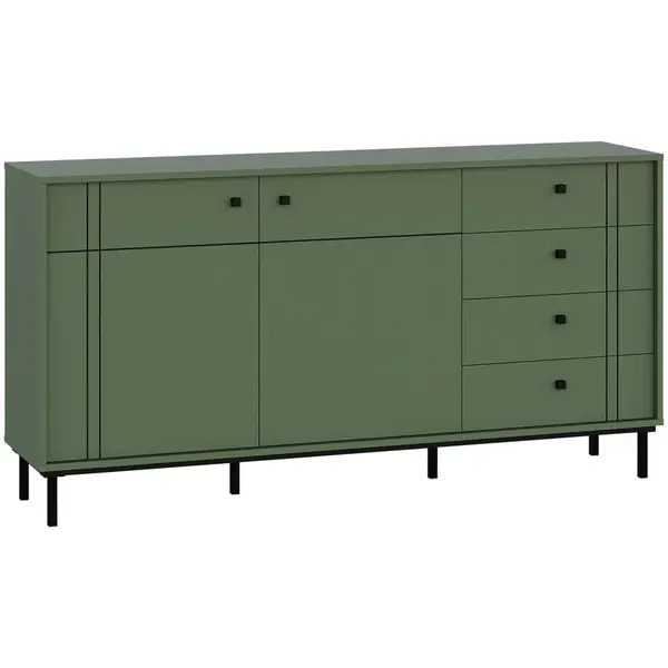 Carryhome ŠIROKÁ KOMODA, zelená, 160,2/81,8/37 cm