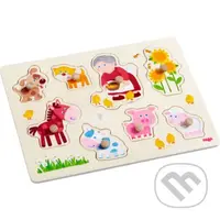 Drevené vkladacie puzzle: babička Lena a jej zvieratká - puzzle z kategorie Maxi dílky