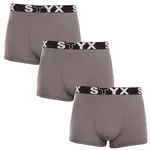 Styx 3PACK pánské boxerky sportovní guma tmavě šedé (3G1063) XXL