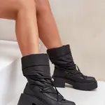 FS1 Dámske Snehule Na Platforme A Plochéj Päte Čierne Seandriel