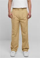 Straight pleated trousers in beige