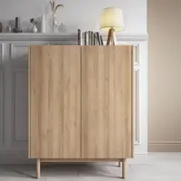 Vysoká skříňka Boho, dub riviera/bílý mramor