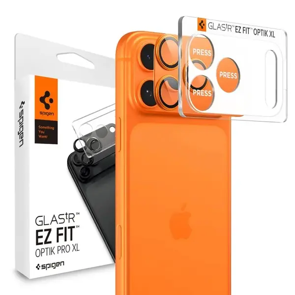 Spigen Optik Pro XL TR EZ Fit ochrana fotoaparátu, iPhone 17 Pro Max, oranžová