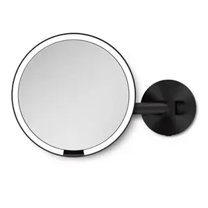 Simplehuman kozmetické zrkadlo na stenu SENSOR LED osvetlenie 5x zväčšenie sieťové čierne ST3065