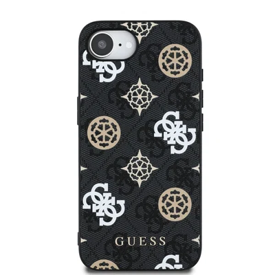 Zadní kryt Guess PU 4G Peony MagSafe pro Apple iPhone 16e, černá