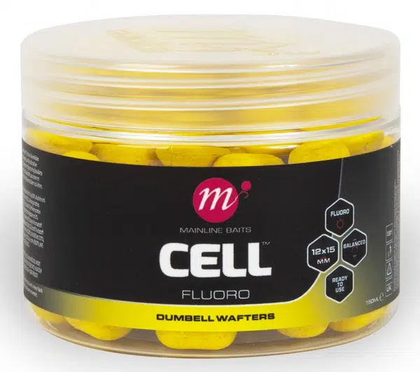 Mainline dumbell fluoro wafters cell 150 ml 12x15 mm - yellow