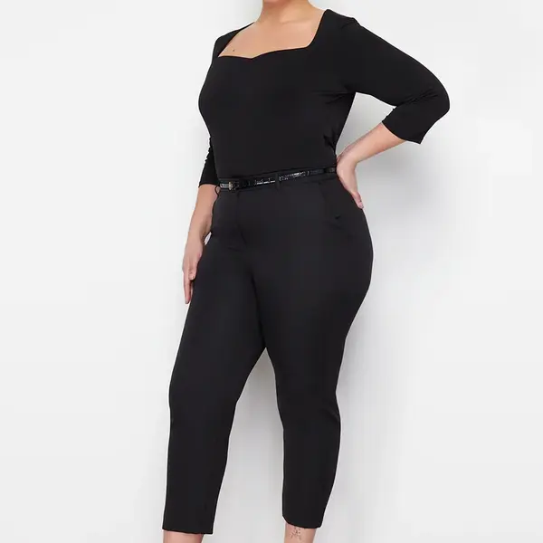 Trendyol Curve Černé tkané kalhoty