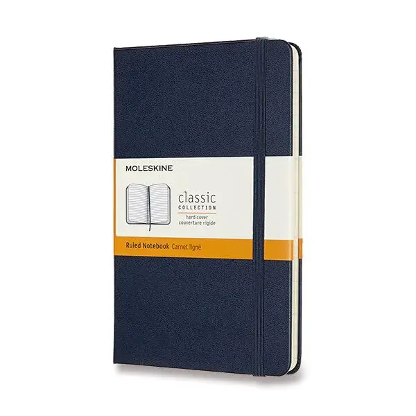 Zápisník Moleskine - tvrdé desky M, linkovaný, modrý