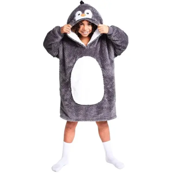 Cozy Noxxiez CH323 Tučňák - hřejivá televizní mikinová deka s kapucí pro děti 7-12 r