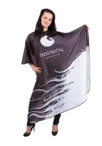 Kadeřnická pláštěnka Hairway - 136 x 160 cm, černo-bílá (37070) + dárek zdarma