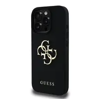 Zadní kryt Guess PU Grained 4G Metal Logo pro Apple iPhone 16 Pro Max, černá