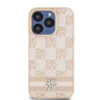 Zadní kryt DKNY PU Leather Checkered Pattern and Stripe pro Apple iPhone 14 Pro Max, růžová