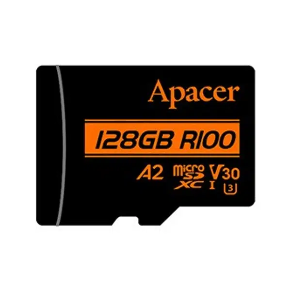Apacer paměťová karta V30 A2, 128GB, micro SDXC, AP128GMCSX10U8-R, UHS-I U3 (Class 10), s adaptérem