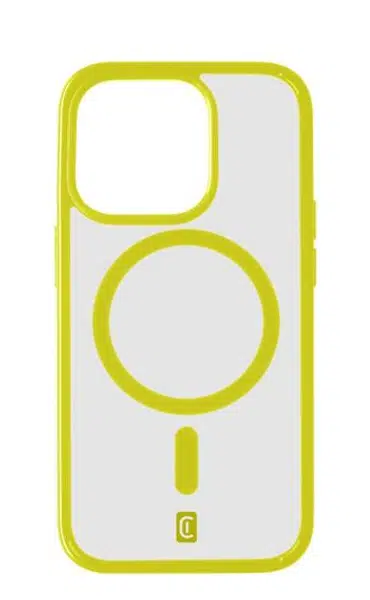 Zadní kryt Cellularline Pop Mag s podporou Magsafe pro Apple iPhone 15 Pro Max, transparentní / limetková