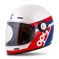 Moto přilba Cassida Fibre OPG bílá/modrá/červená L (59-60)